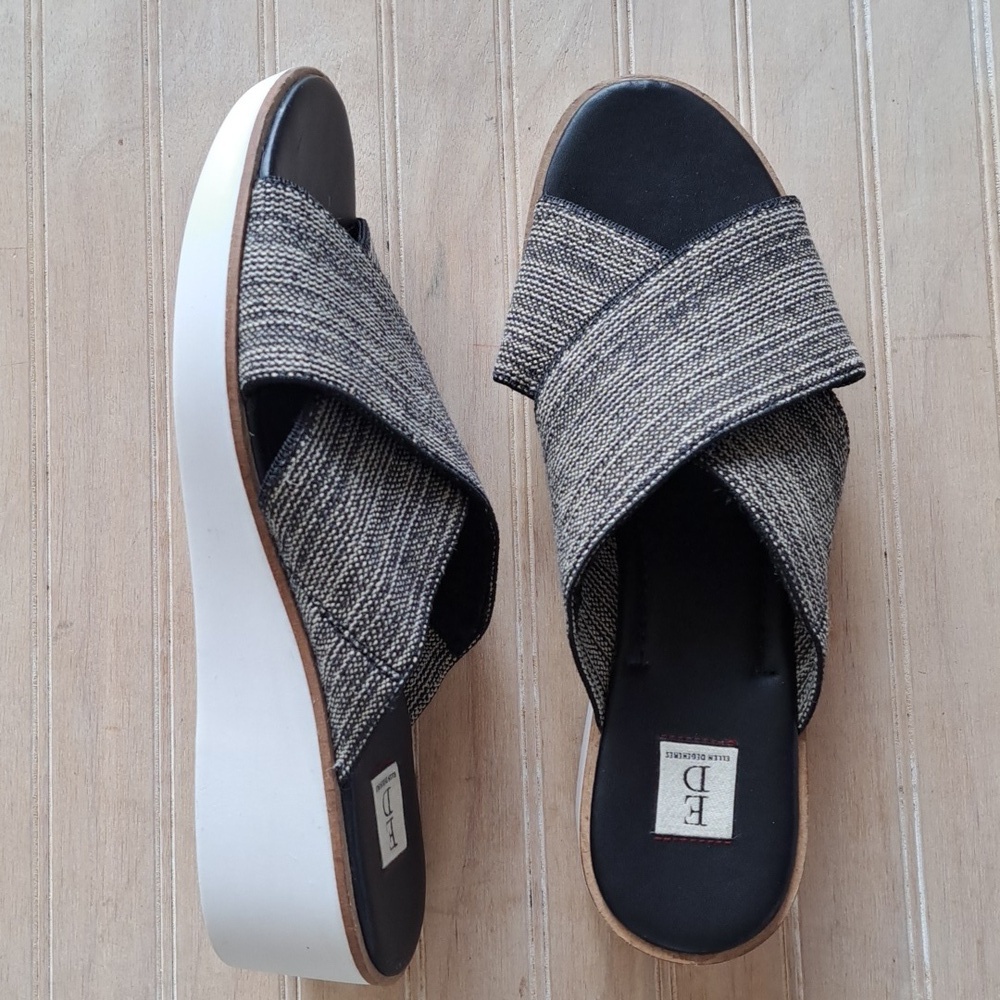 ED Ellen Degeneres Svetlana Cross Strap Knit Wedge Platform Sandals Slide